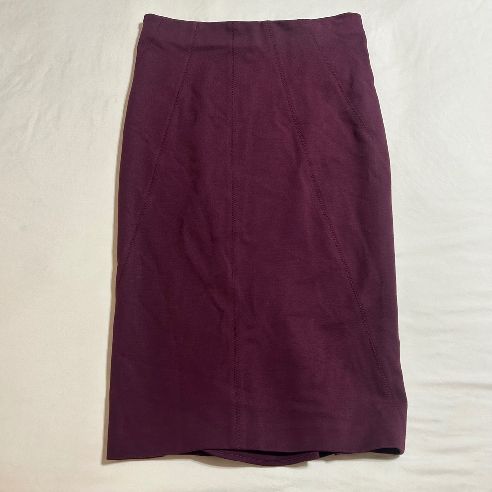 Body by Victoria Secret Plum Purple Ponte Knit Pencil Skirt Seamed Midi Womens 6